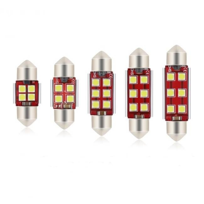 <b>28 31 36 39 41mm LED Festoon Lamp Canbus Error Free C5W 3030 4SMD 6SMD LED Car Interior Light License</b>