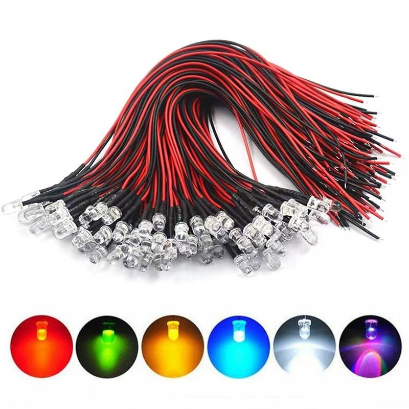 <b>3mm 5mm Pre-Wired LED Light Lamp Bulb Prewired Emitting Diodes For DIY Home Decoration</b>