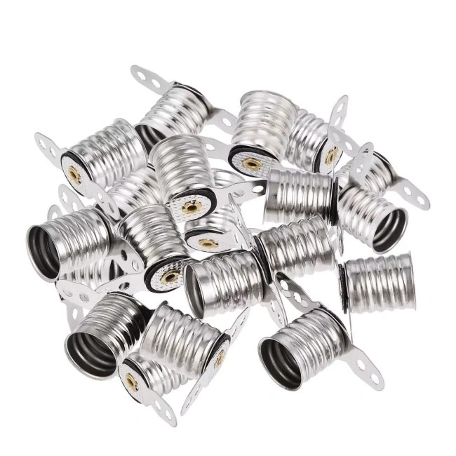 <b>E10 Lamp Holder Nickel Plated Copper E10 Miniature Lamp Socket with 2 Soldering Lugs</b>