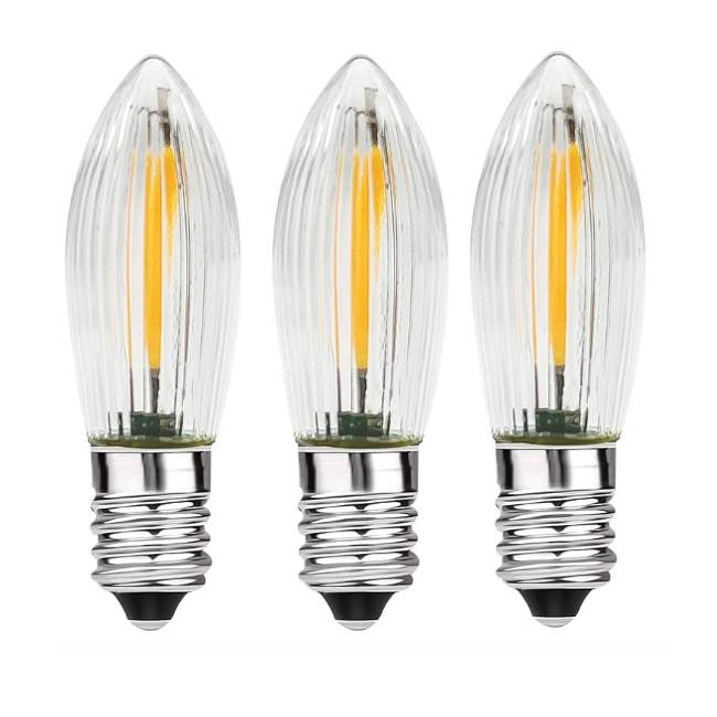 <b>C6 E10 LED Filament Ribbed Candle Bulb E10 Bridge Light Spare Bulbs </b>