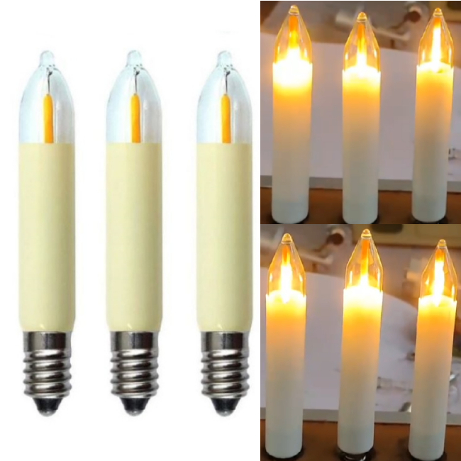 <b>E10 Candle Flame Flickering Bulb E10 8-55V LED Filament Small Shaft Candle Bulb </b>