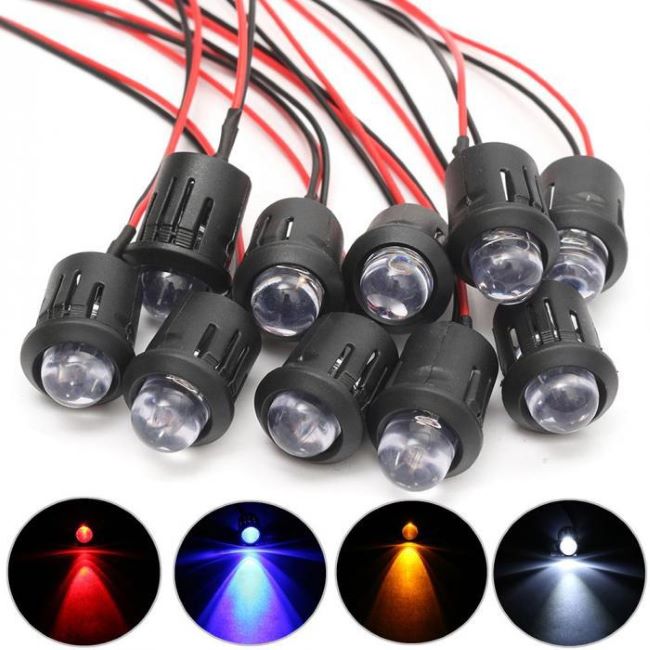 <b>3mm/5mm/10mm Round Pre-Wired Water Clear LED With Plastic Holder 3V 5V 12V 24V Pre Wired LED Light Em</b>