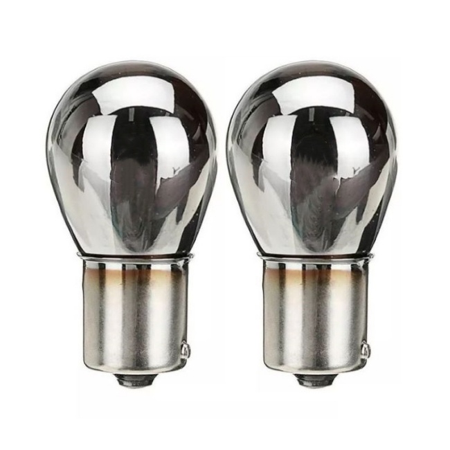 <b>1156 PY21W S25 BAU15S P21W BA15S 1157 BAY15D BAZ15D Silver Chrome Amber/Red Glass S25 12V 21W Car Tai</b>