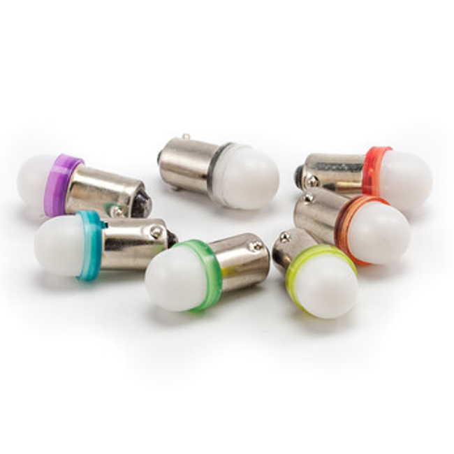 <b>#44 #47 BA9S Bayonet Base 5050 1SMD Pinball LED Bulb with Frosted Dome No-Ghosting 6.3V AC/DC</b>