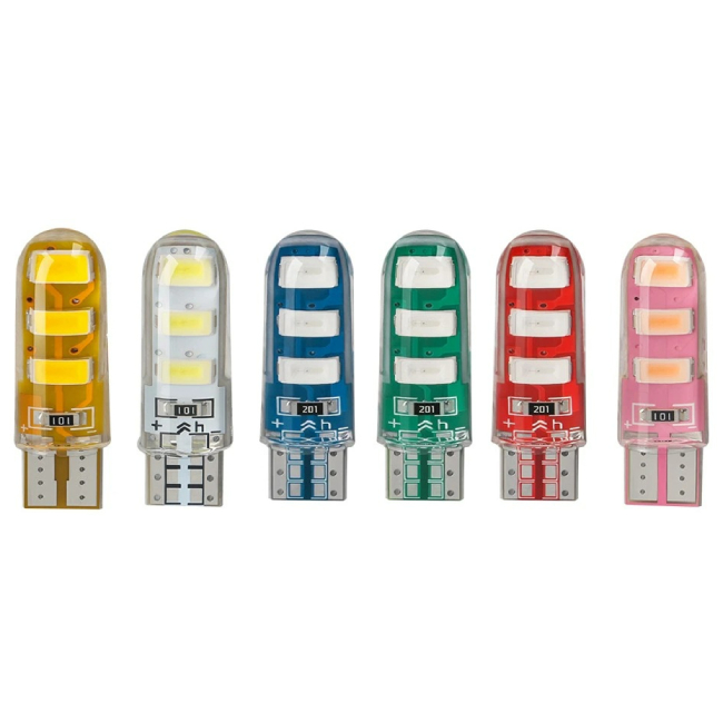 <b>T10 5630 6SMD Silicone LED Car Dome Light License Plate Lights T10 W5W 194 Wedge LED Strobe Lights Fl</b>