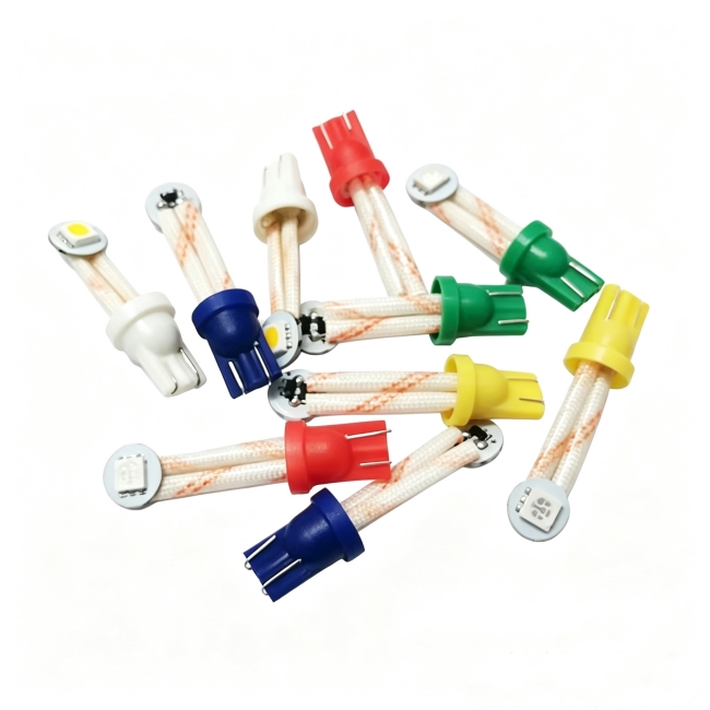 <b>T10 #555 Wedge Base LED Lamp With Flexible 90° Angle Leads 6.3V AC/DC 5050 1SMD Pinball Game Machine</b>