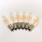 C6 E10 LED Filament Ribbed Candle Bulb E10 Bridge Light Spare