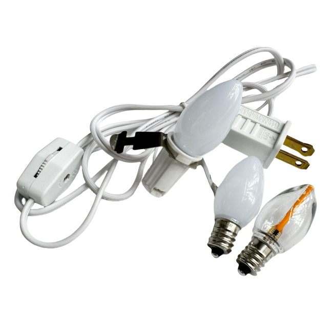 Accessory Cord with One E12 Candelabra LED Filament Light Bulbs 120V 0.6W E12 Night Light Salt Lamps Christmas String Light